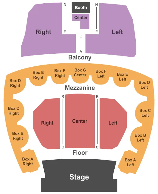 FIVE FLAGS CENTER THEATRE ENDSTAGE NO PIT Seating Map Seating Chart
