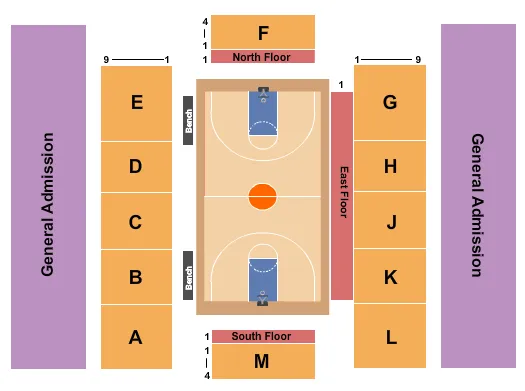 ELEANOR R BALDWIN ARENA BASKETBALL Seating Map Seating Chart