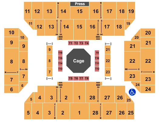 MIXED MARTIAL ARTS Seating Map Seating Chart