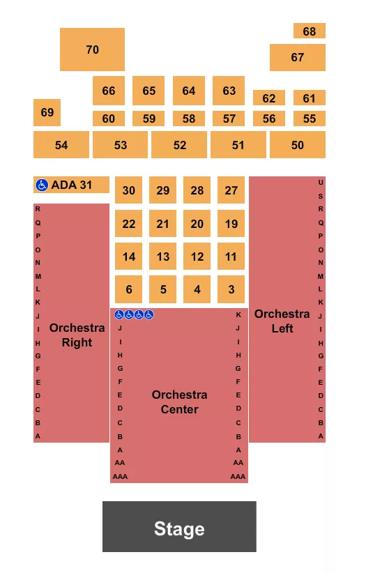 FLYING MONKEY MOVIE HOUSE PERFORMANCE CENTER ENDSTAGE Seating Map Seating Chart