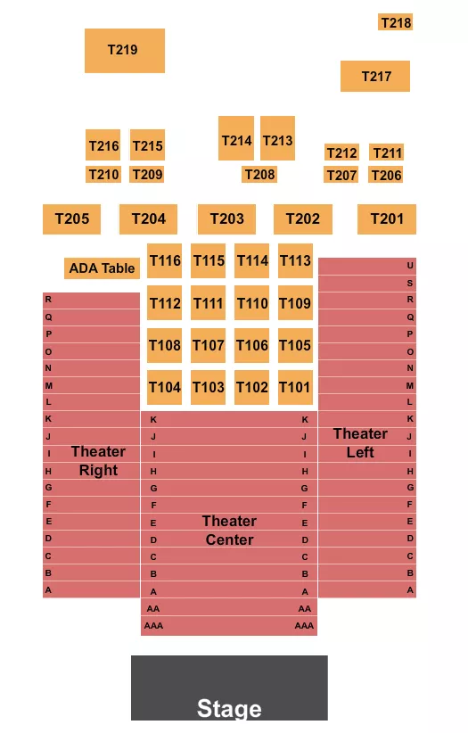 FLYING MONKEY MOVIE HOUSE PERFORMANCE CENTER ENDSTAGE 2 Seating Map Seating Chart