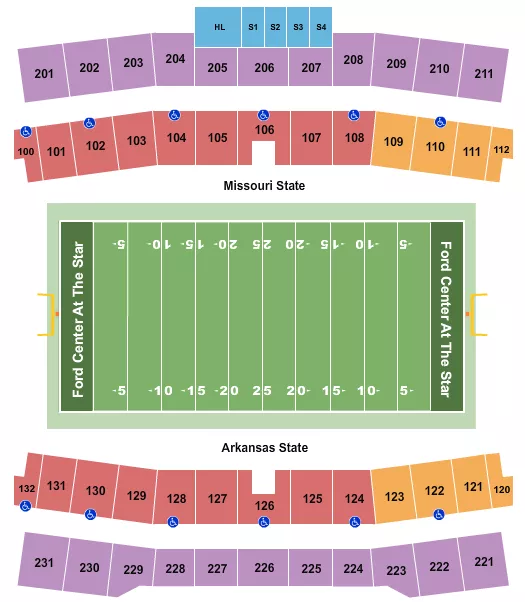 FOOTBALL XBOX BOWL Seating Map Seating Chart