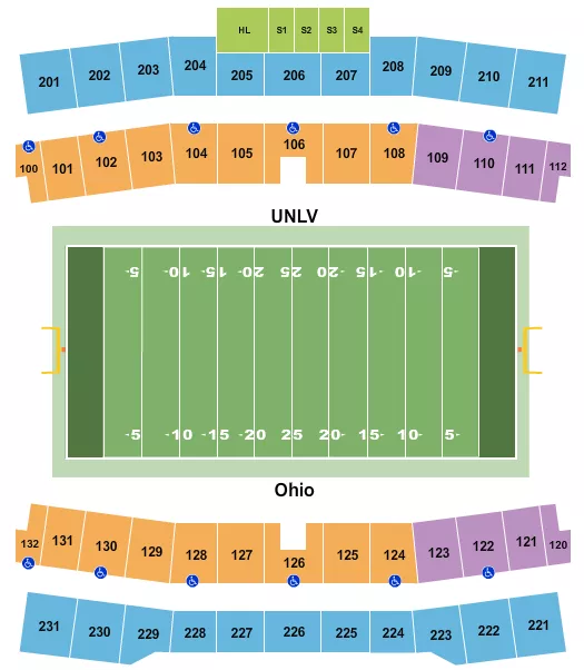 FOOTBALL FRISCO BOWL Seating Map Seating Chart
