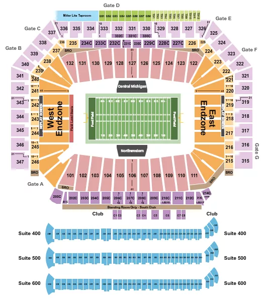 FOOTBALL BOWL GAME Seating Map Seating Chart