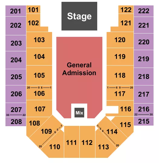 ENDSTAGE GA FLR Seating Map Seating Chart