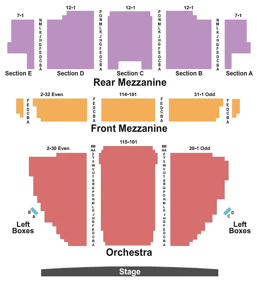 END STAGE Seating Map Seating Chart