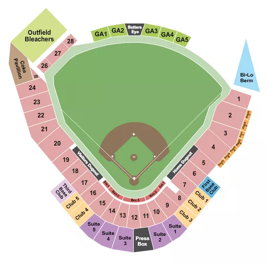 BASEBALL Seating Map Seating Chart
