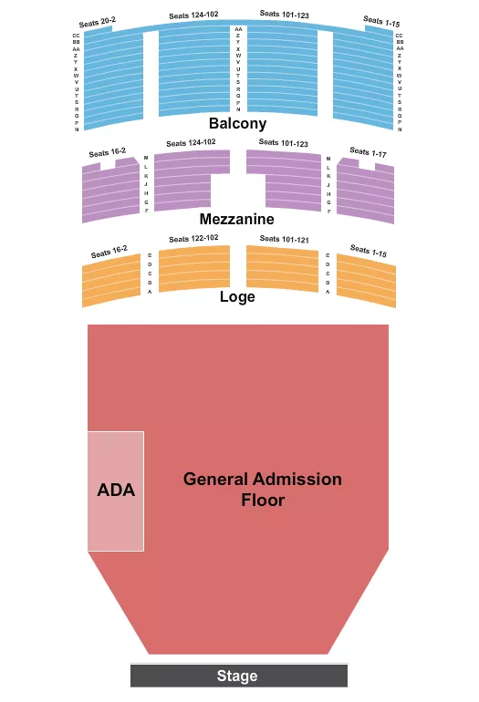 FOX THEATER OAKLAND ENDSTAGE GA NO SPLIT Seating Map Seating Chart