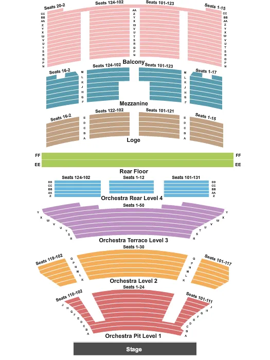 FOX THEATER OAKLAND END STAGE Seating Map Seating Chart