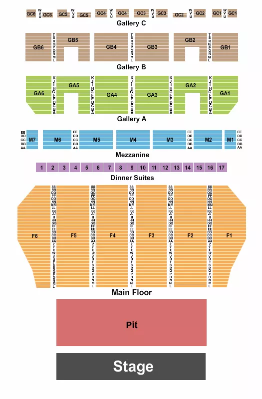 FOX THEATRE DETROIT ENDSTAGE LARGE PIT Seating Map Seating Chart