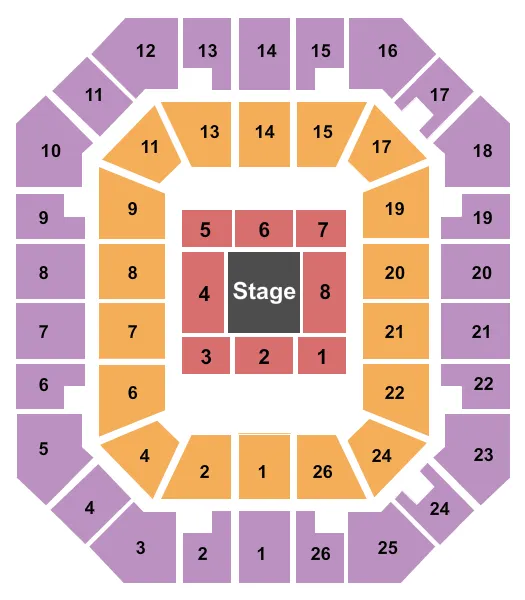 FREEDOM HALL CIVIC CENTER TN CENTER STAGE Seating Map Seating Chart