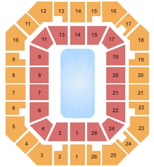 FREEDOM HALL CIVIC CENTER TN DISNEY ON ICE Seating Map Seating Chart