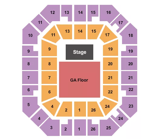 FREEDOM HALL CIVIC CENTER TN END STAGE GA Seating Map Seating Chart