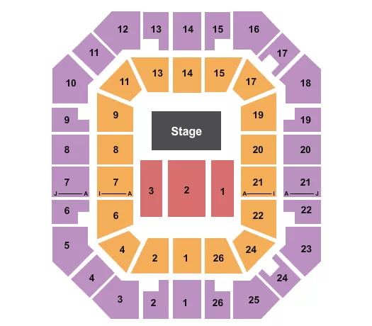 FREEDOM HALL CIVIC CENTER TN END STAGE 3 Seating Map Seating Chart