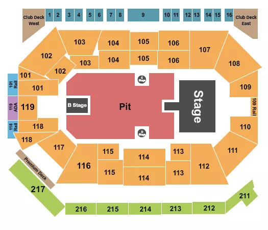 ENDSTAGE PIT Seating Map Seating Chart