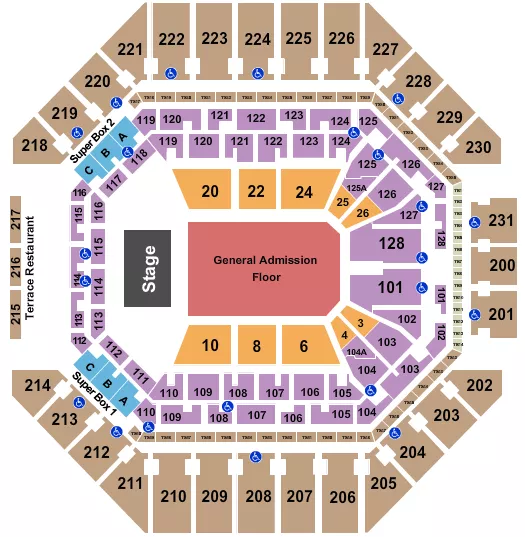 ENDSTAGE WITH GA FLOOR Seating Map Seating Chart