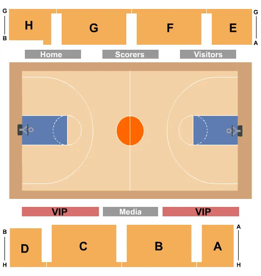GB HODGE CENTER BASKETBALL Seating Map Seating Chart
