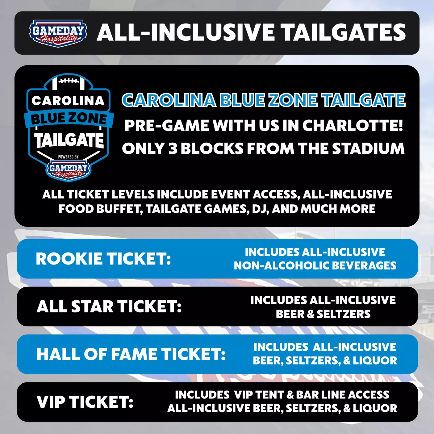 GAMEDAY HOSPITALITY CHARLOTTE GAMEDAY HOSPITALITY 2025 Seating Map Seating Chart
