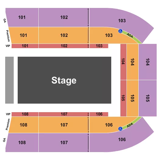 GARDEN BROS NUCLEAR CIRCUS Seating Map Seating Chart