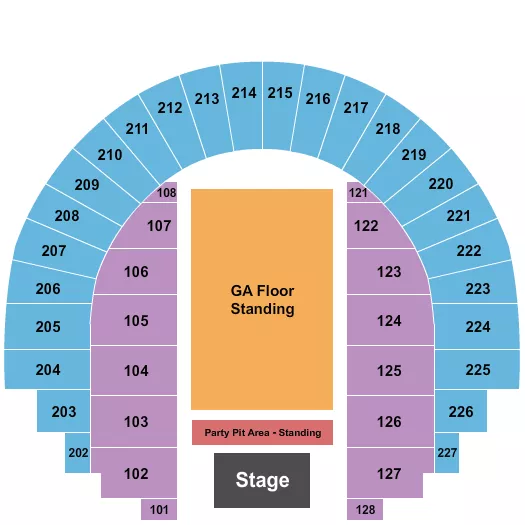 ENDSTAGE GA FLOOR PARTY PIT Seating Map Seating Chart
