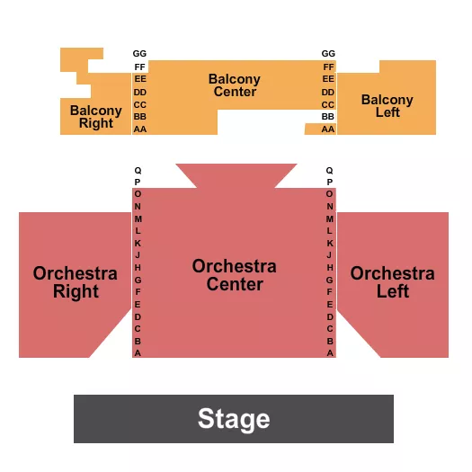 GEM THEATRE GA END STAGE Seating Map Seating Chart
