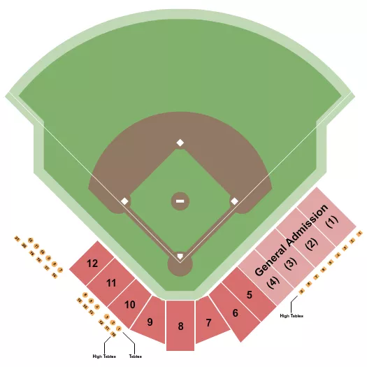 GENE HOOKS FIELD AT DAVID F COUCH BALLPARK BASEBALL Seating Map Seating Chart