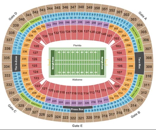 2016 SEC FOOTBALL CHAMP Seating Map Seating Chart
