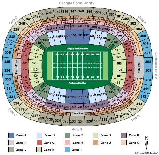 CHICK FIL A KICKOFF GAME ZONE Seating Map Seating Chart