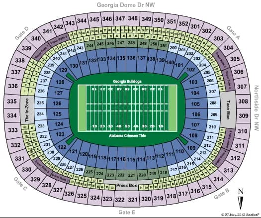 FOOTBALL ALABAMA VS GEORGIA Seating Map Seating Chart