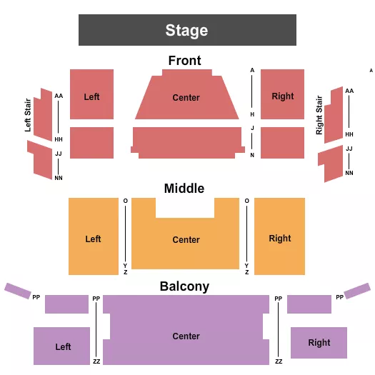 GICHI ZIIBI CENTER FOR THE ARTS END STAGE Seating Map Seating Chart