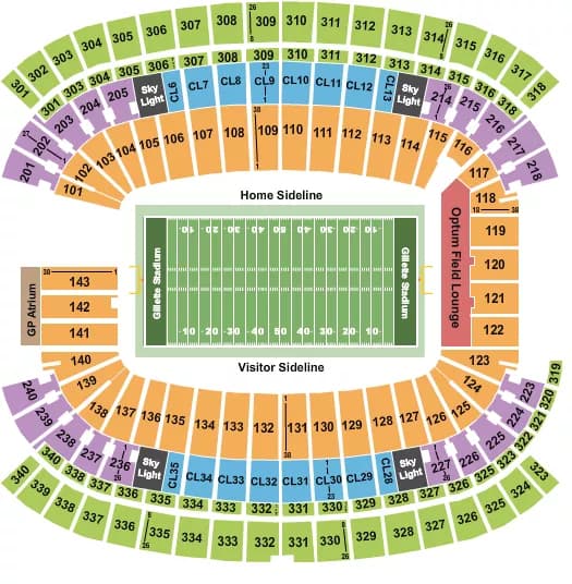 FOOTBALL NO VFS Seating Map Seating Chart