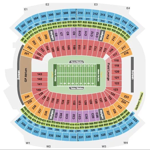 FOOTBALL NO VFS Seating Map Seating Chart