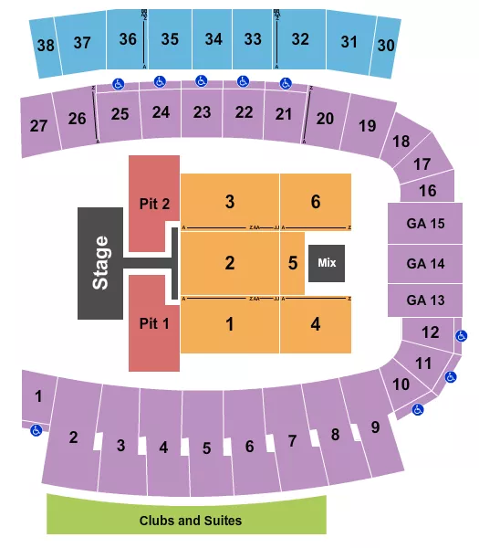 ZAC BROWN Seating Map Seating Chart