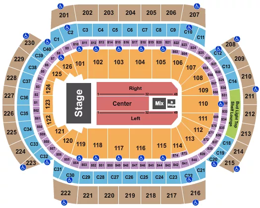 ENDSTAGE WITH B STAGE Seating Map Seating Chart