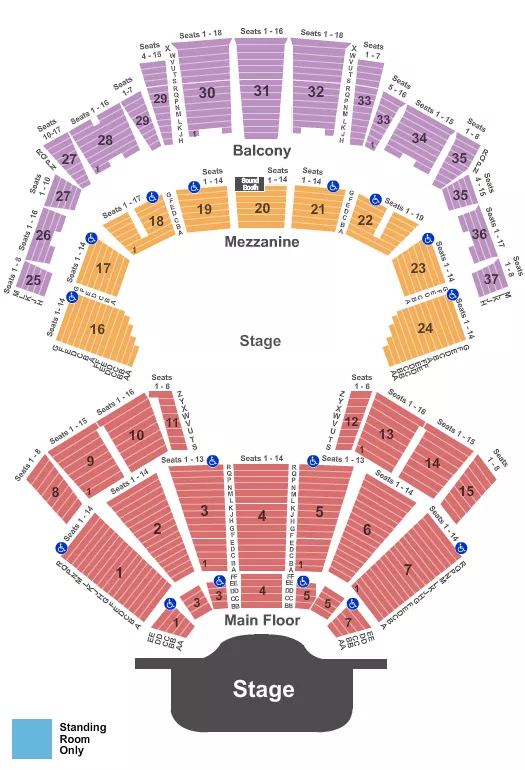 END STAGE W SRO Seating Map Seating Chart