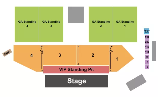 ENDSTAGE GA VIP Seating Map Seating Chart