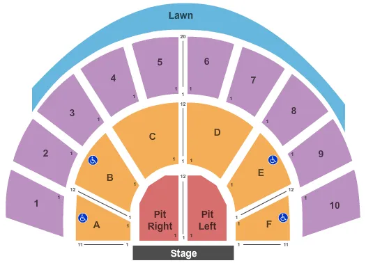 GREEK THEATRE UC BERKELEY END STAGE Seating Map Seating Chart