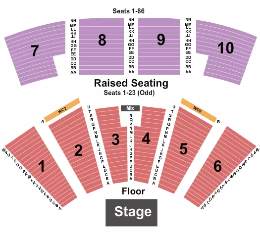 GREY EAGLE RESORT CASINO END STAGE Seating Map Seating Chart
