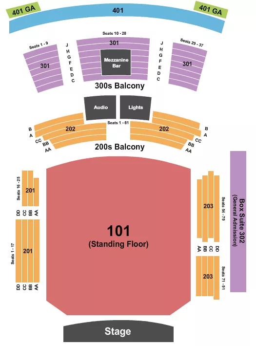 HARD ROCK LIVE MISSISSIPPI ENDSTAGE GA RESERVED Seating Map Seating Chart