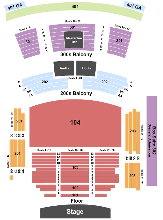 HARD ROCK LIVE MISSISSIPPI ENDSTAGE Seating Map Seating Chart