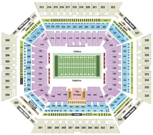 FOOTBALL DOLPHINS ROW Seating Map Seating Chart