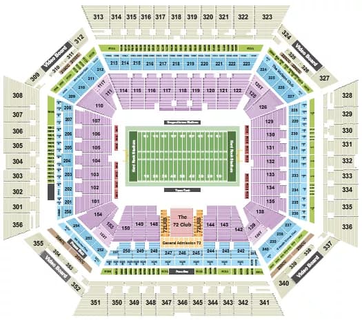 FOOTBALL ORANGE BOWL ROWS Seating Map Seating Chart