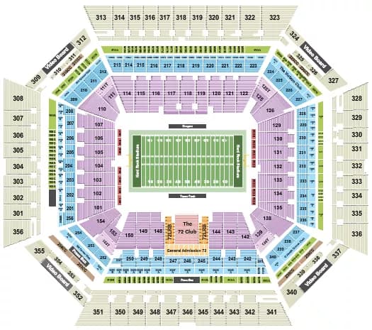 FOOTBALL ORANGE BOWL ROWS Seating Map Seating Chart