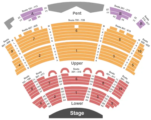 HARRAHS ATLANTIC CITY END STAGE Seating Map Seating Chart