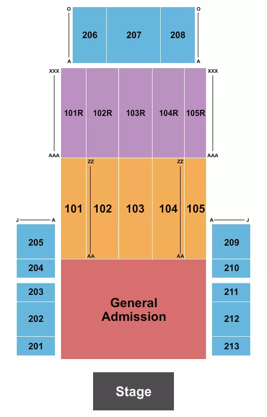 RIO VISTA OUTDOOR AMPHITHEATER AT HARRAHS LAUGHLIN ENDSTAGE GA PIT 2 Seating Map Seating Chart