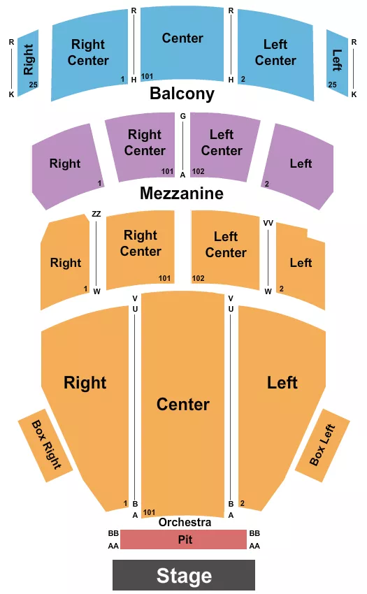 HARRY AND JEANETTE WEINBERG THEATRE AT THE SCRANTON CULTURAL CENTER MASONIC TEMPLE ENDSTAGE PIT Seating Map Seating Chart
