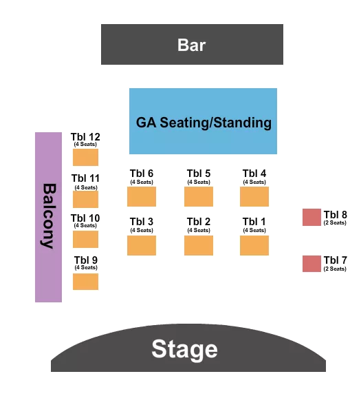 HEADLINERS MUSIC HALL KY ENDSTAGE GA Seating Map Seating Chart