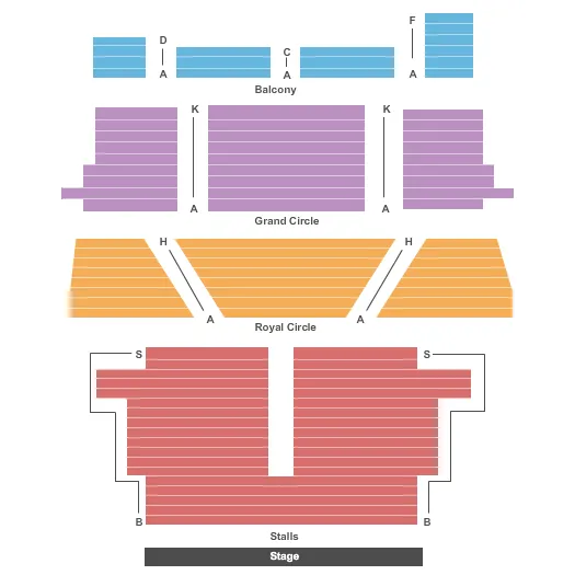 HIS MAJESTYS THEATRE LONDON END STAGE Seating Map Seating Chart