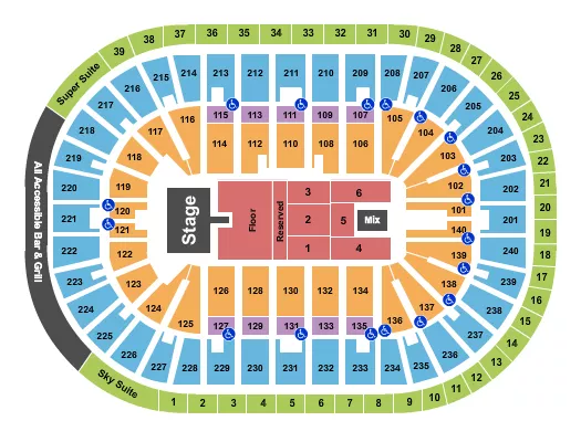 CODY JOHNSON Seating Map Seating Chart