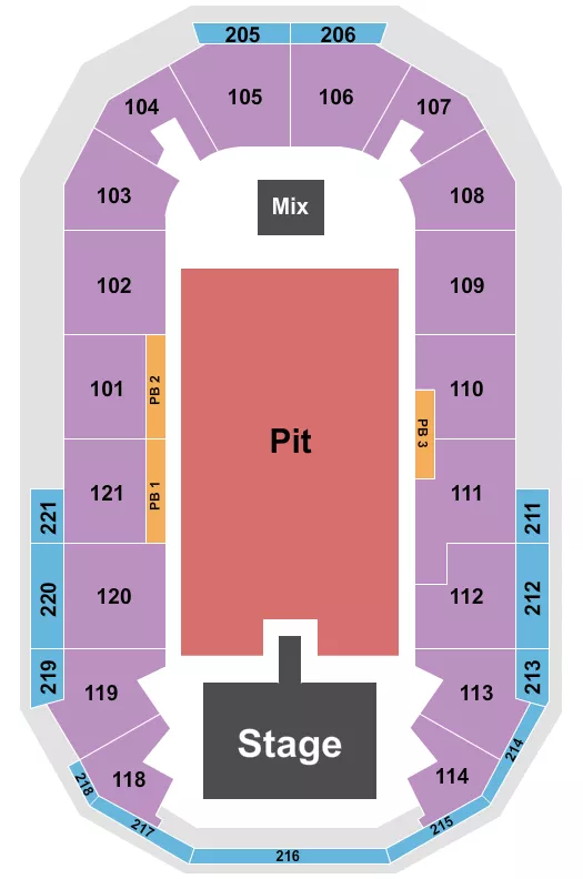 ENDSTAGE PIT W CATWALK Seating Map Seating Chart